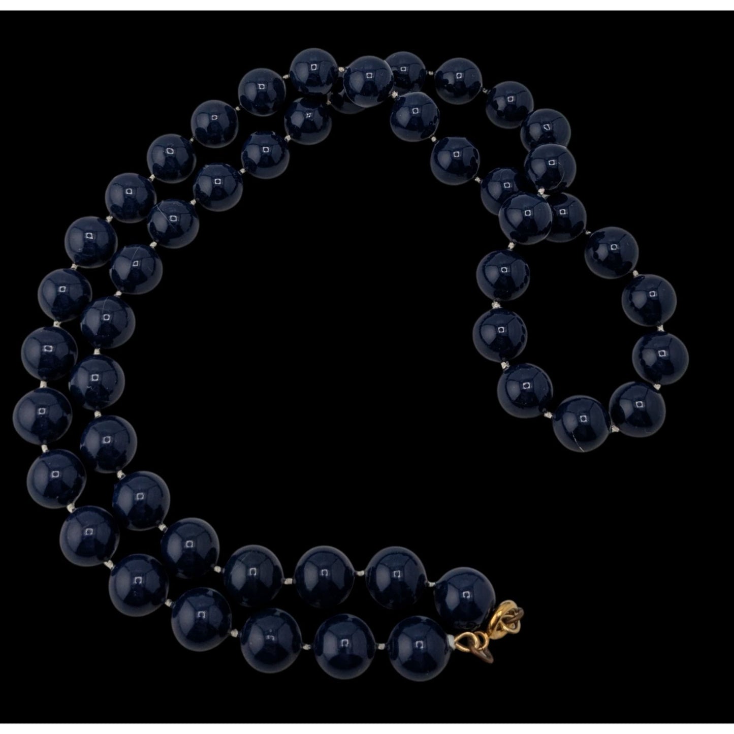 Vintage Beaded Necklace Navy Blue Retro Secretary Classic Midcentury Jewelry