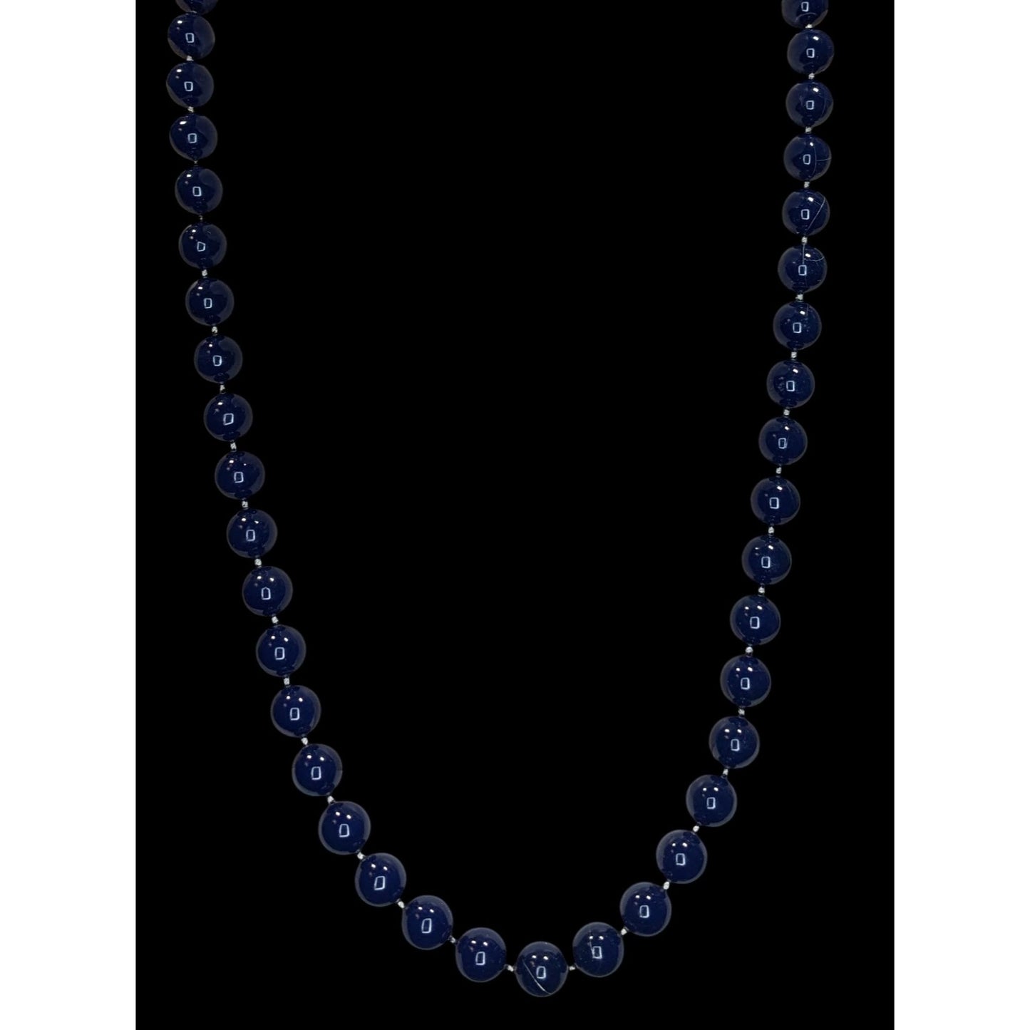 Vintage Beaded Necklace Navy Blue Retro Secretary Classic Midcentury Jewelry