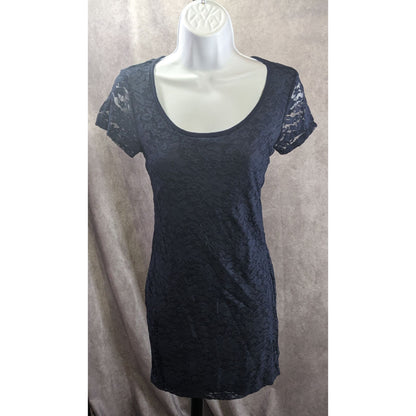 Forever 21 Navy Lace Short-Sleeve Bodycon Dress Small