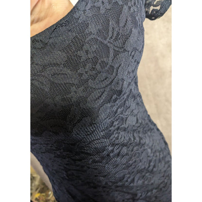 Forever 21 Navy Lace Short-Sleeve Bodycon Dress Small