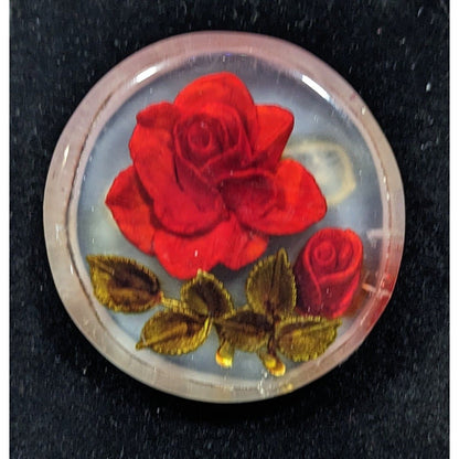 Vintage Reverse Carved Lucite Rose Brooch