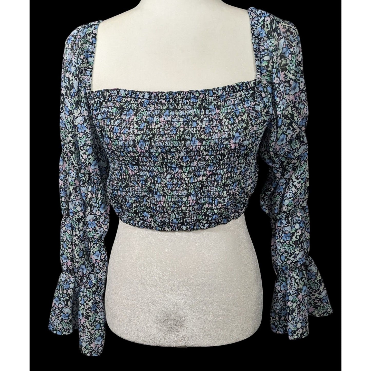 Between Ten Black Floral Jodie Top Size Small