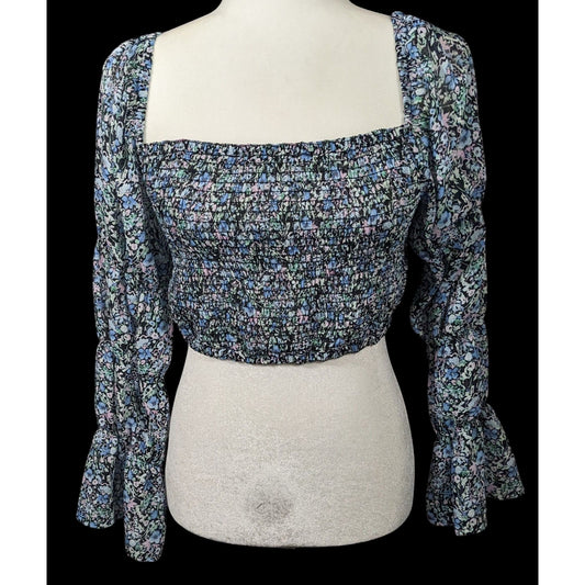 Between Ten Black Floral Jodie Top Size Small