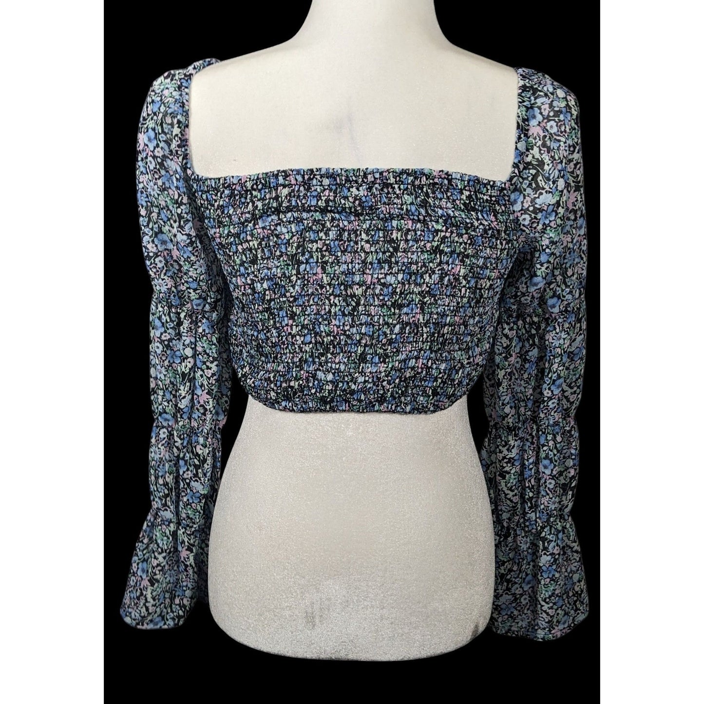 Between Ten Black Floral Jodie Top Size Small