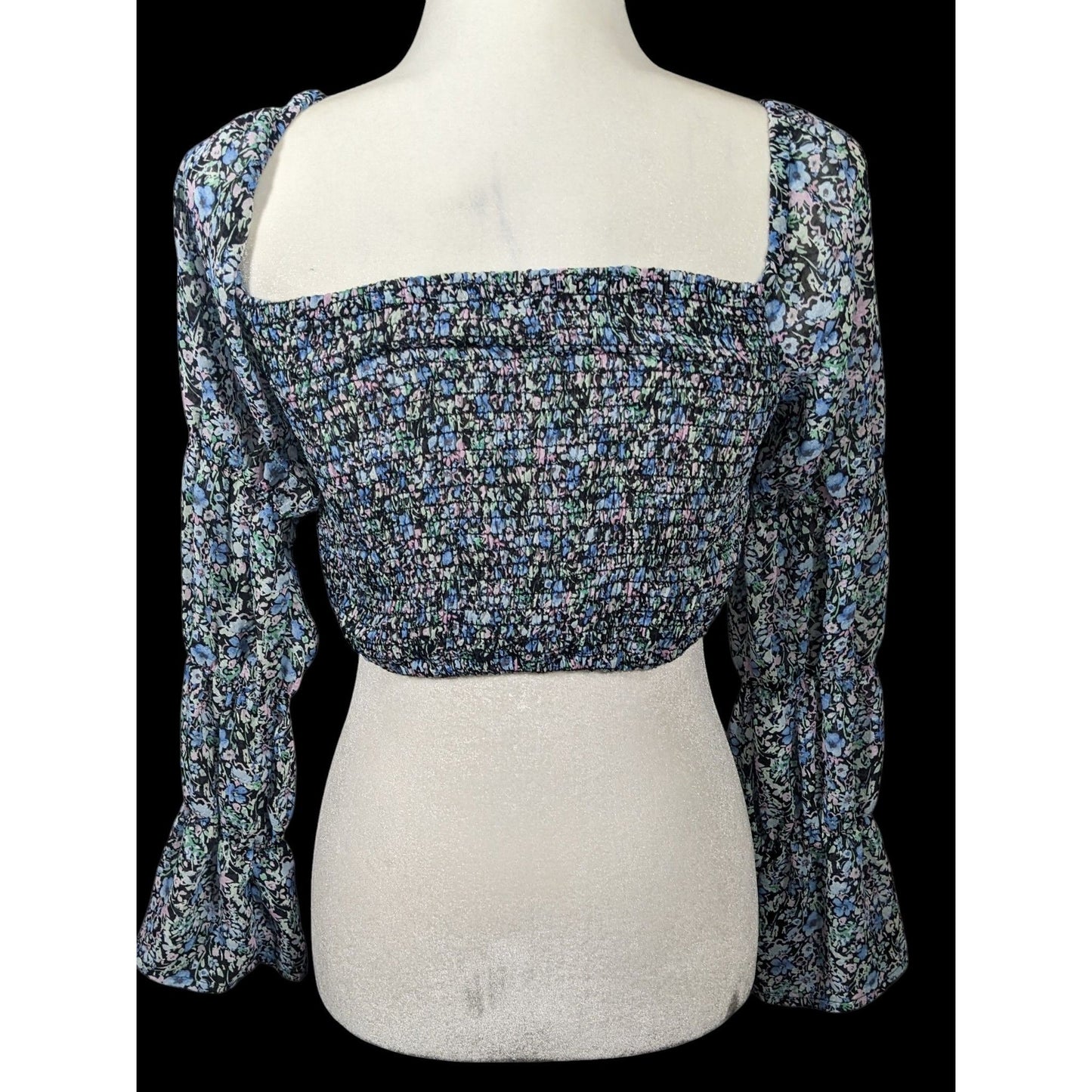 Between Ten Black Floral Jodie Top Size Small