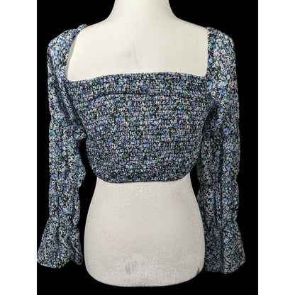 Between Ten Black Floral Jodie Top Size Small