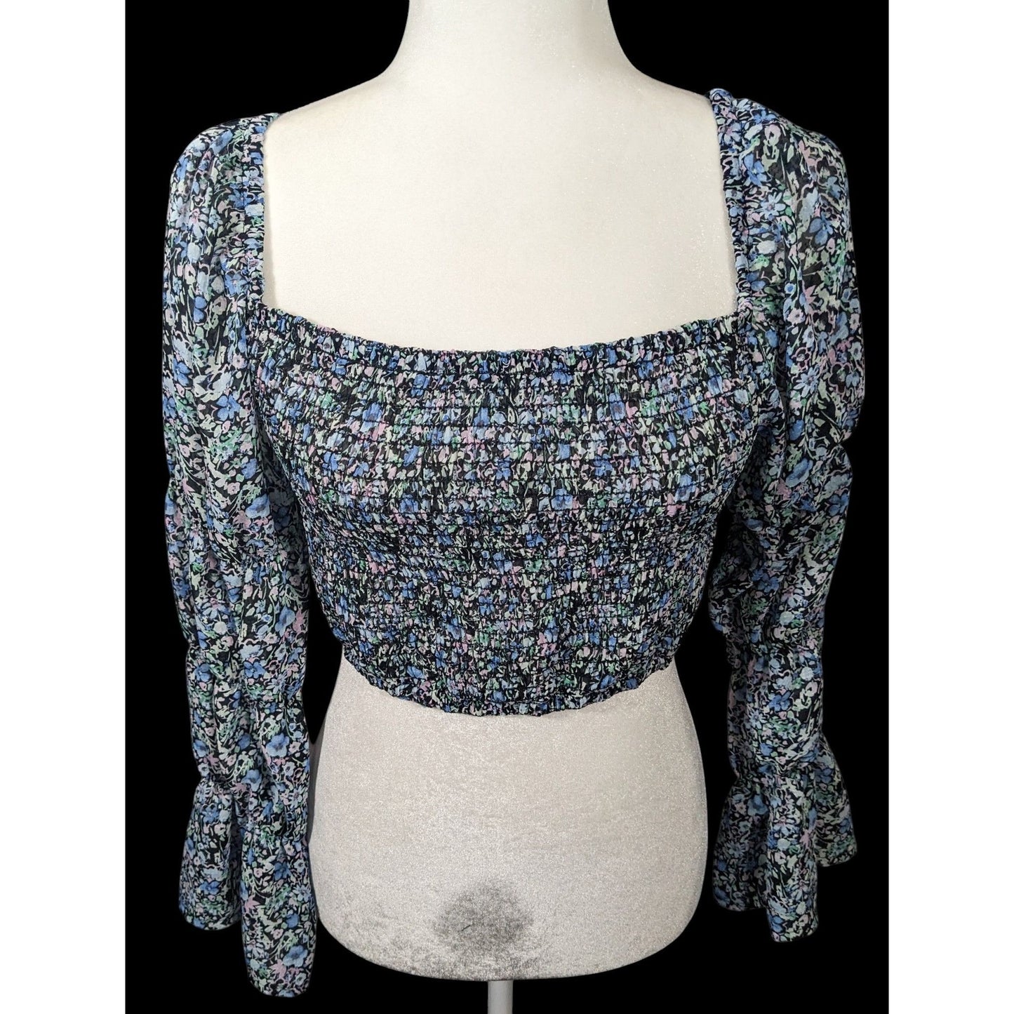 Between Ten Black Floral Jodie Top Size Small