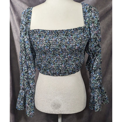 Between Ten Black Floral Jodie Top Size Small
