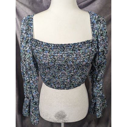 Between Ten Black Floral Jodie Top Size Small