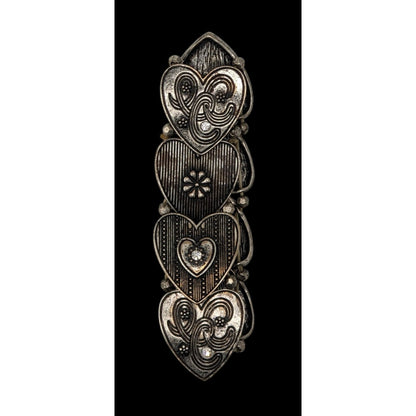 Silver Tone Heart Link Stretch Bracelet Rhinestone Victorian Coquette Romantic Jewelry