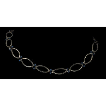 90s Style Blue And Silver Tone Loop Link Necklace