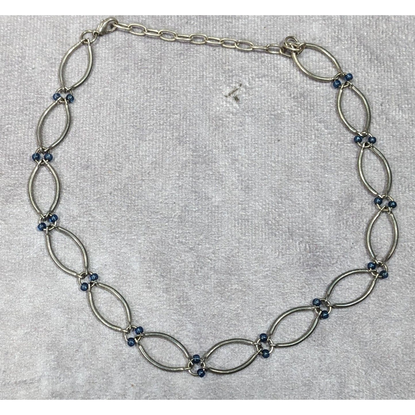 90s Style Blue And Silver Tone Loop Link Necklace