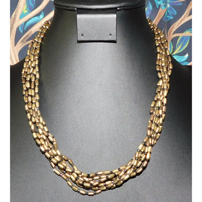 Casual Black And Gold Tone Glass Beaded Layered Necklace