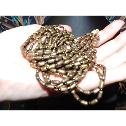 Casual Black And Gold Tone Glass Beaded Layered Necklace