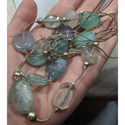 Whimsical Medmaidcore Blue And Silver Tone Layered Necklace