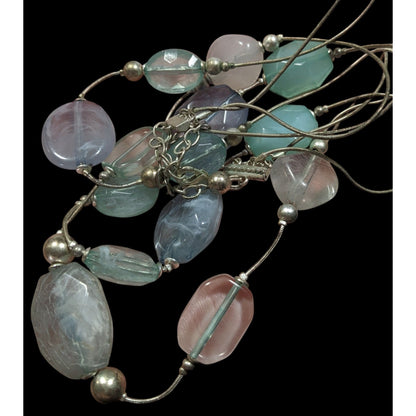 Whimsical Medmaidcore Blue And Silver Tone Layered Necklace