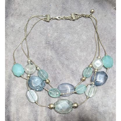 Whimsical Medmaidcore Blue And Silver Tone Layered Necklace