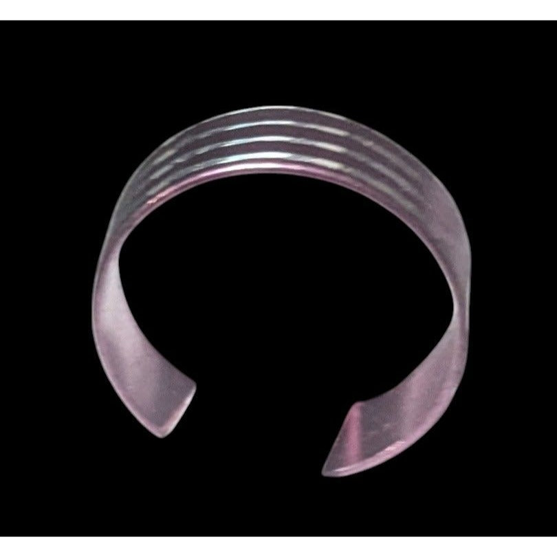 Pink Metal Silver Stripe Etched Fashion Ring Size 8 3/4