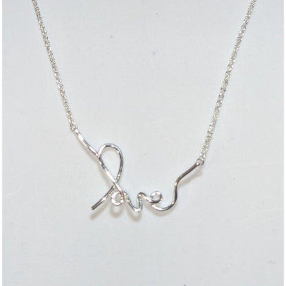 Minimalist Coquette Stella & Dot Love Script Necklace Silver Tone