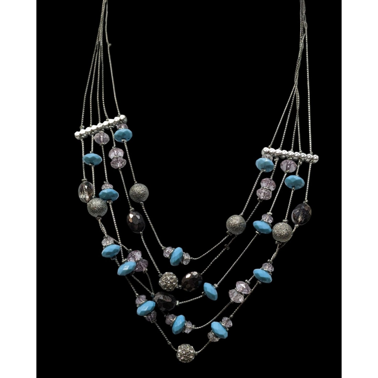 INC International Concepts Glam Blue And Silver Tone Layered Necklace