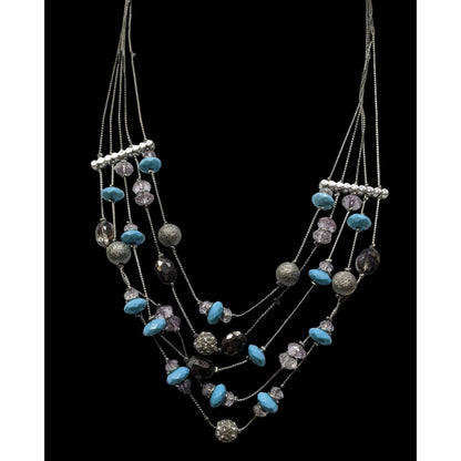 INC International Concepts Glam Blue And Silver Tone Layered Necklace