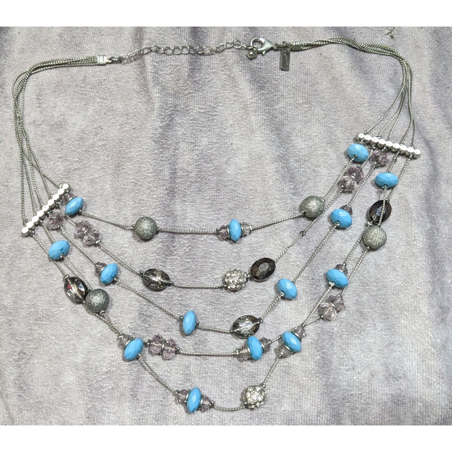 INC International Concepts Glam Blue And Silver Tone Layered Necklace