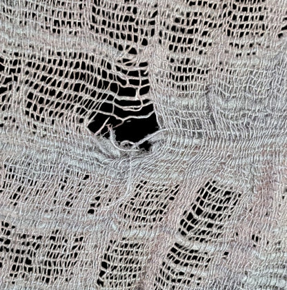 Victorian-Inspired Vintage Whimsygoth Gray Scarf With Lace Detail Distressed Look