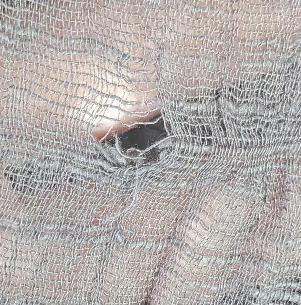 Victorian-Inspired Vintage Whimsygoth Gray Scarf With Lace Detail Distressed Look