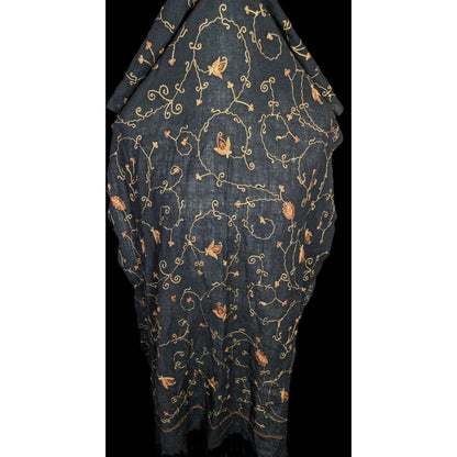 Vintage Hand Woven And Embroidered Floral Scarf/Shawl