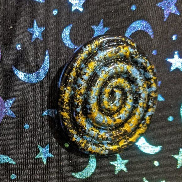 Vintage 90s Black Swirl Earrings With Blue And Yellow Paint Accents