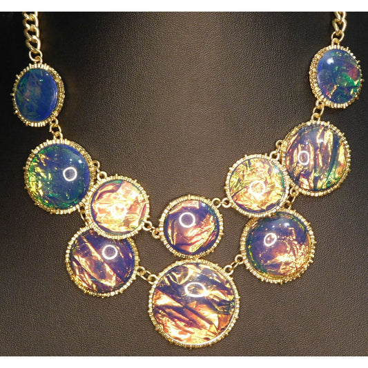 Whimsical Fantasy Faux Opal Statement Necklace