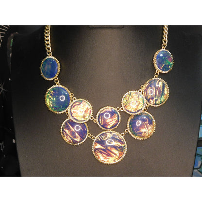 Whimsical Fantasy Faux Opal Statement Necklace