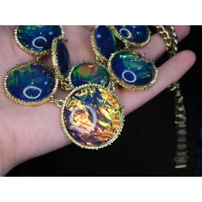 Whimsical Fantasy Faux Opal Statement Necklace