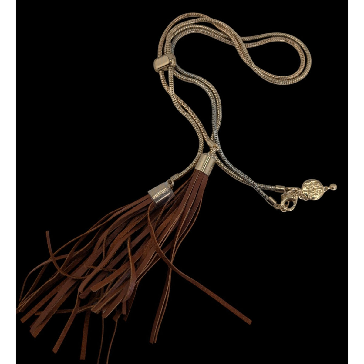 Boho Western Tassel Lariat Necklace White House Black Market Gold Tone