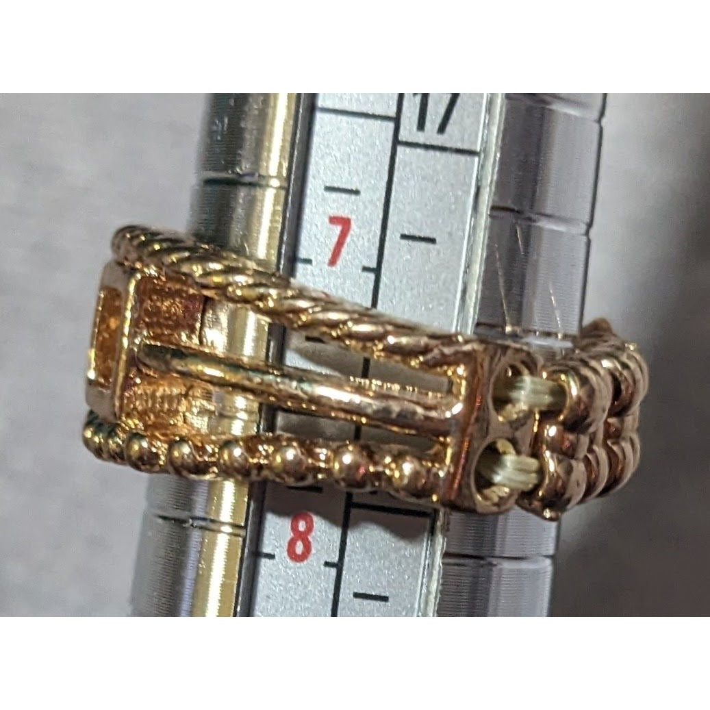 Paparazzi A Square Deal Gold Tone Stretch Ring Size 8