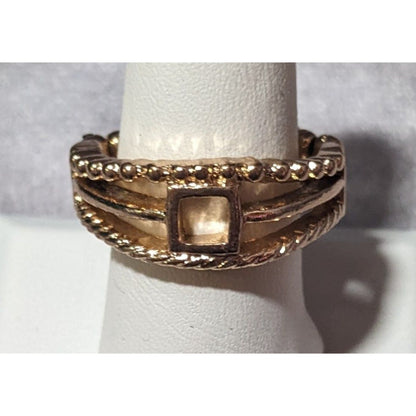 Paparazzi A Square Deal Gold Tone Stretch Ring Size 8