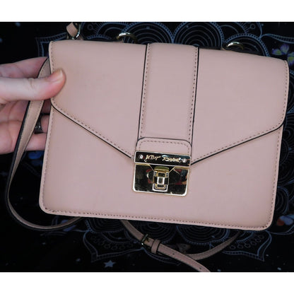 Blush Betsey Johnson Crossbody Satchel With Floral Interior