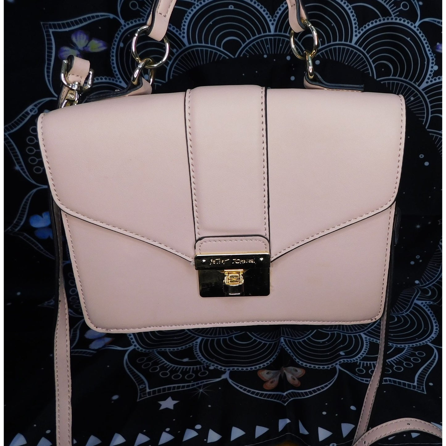 Blush Betsey Johnson Crossbody Satchel With Floral Interior