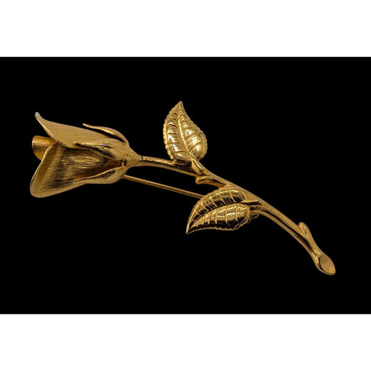 Vintage Gold-Tone Rosebud Brooch