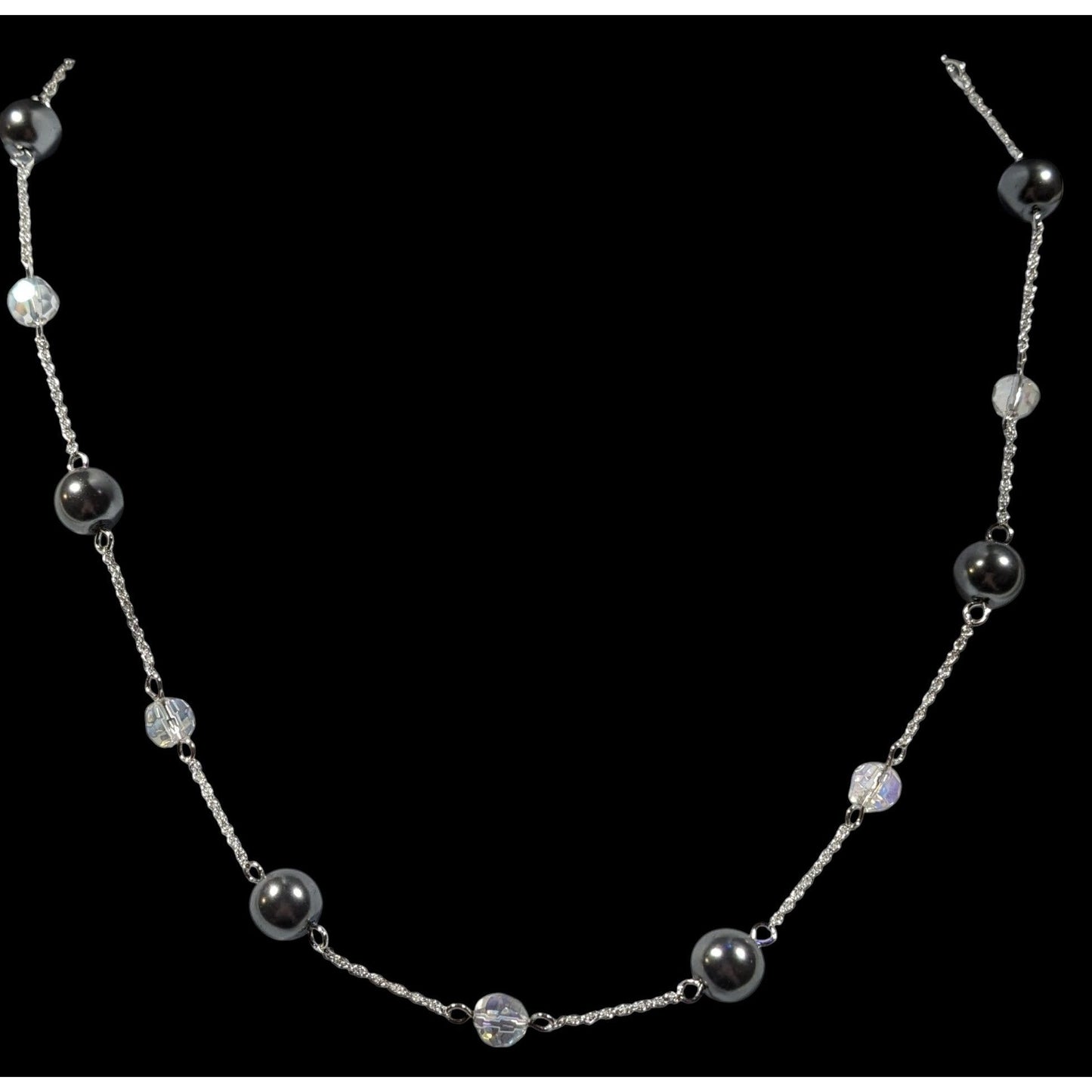 Napier Pearl Parfait Silver Tone Station Necklace