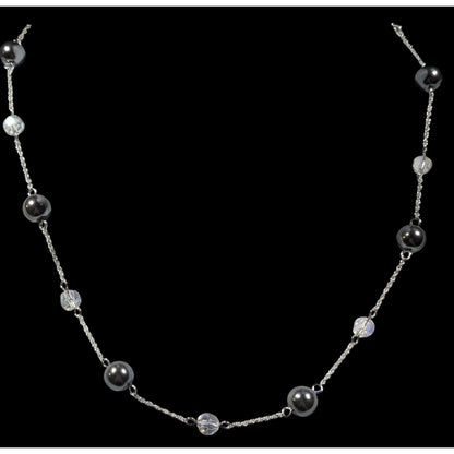 Napier Pearl Parfait Silver Tone Station Necklace