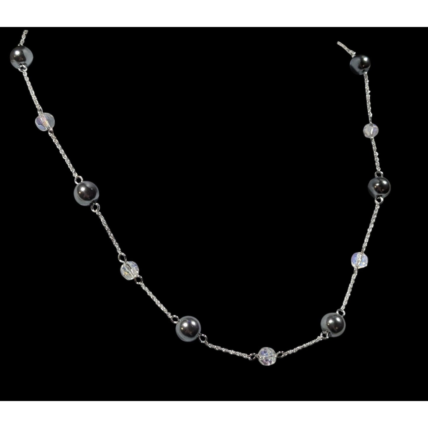 Napier Pearl Parfait Silver Tone Station Necklace