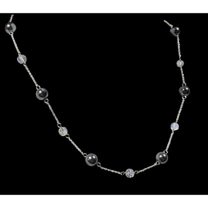Napier Pearl Parfait Silver Tone Station Necklace