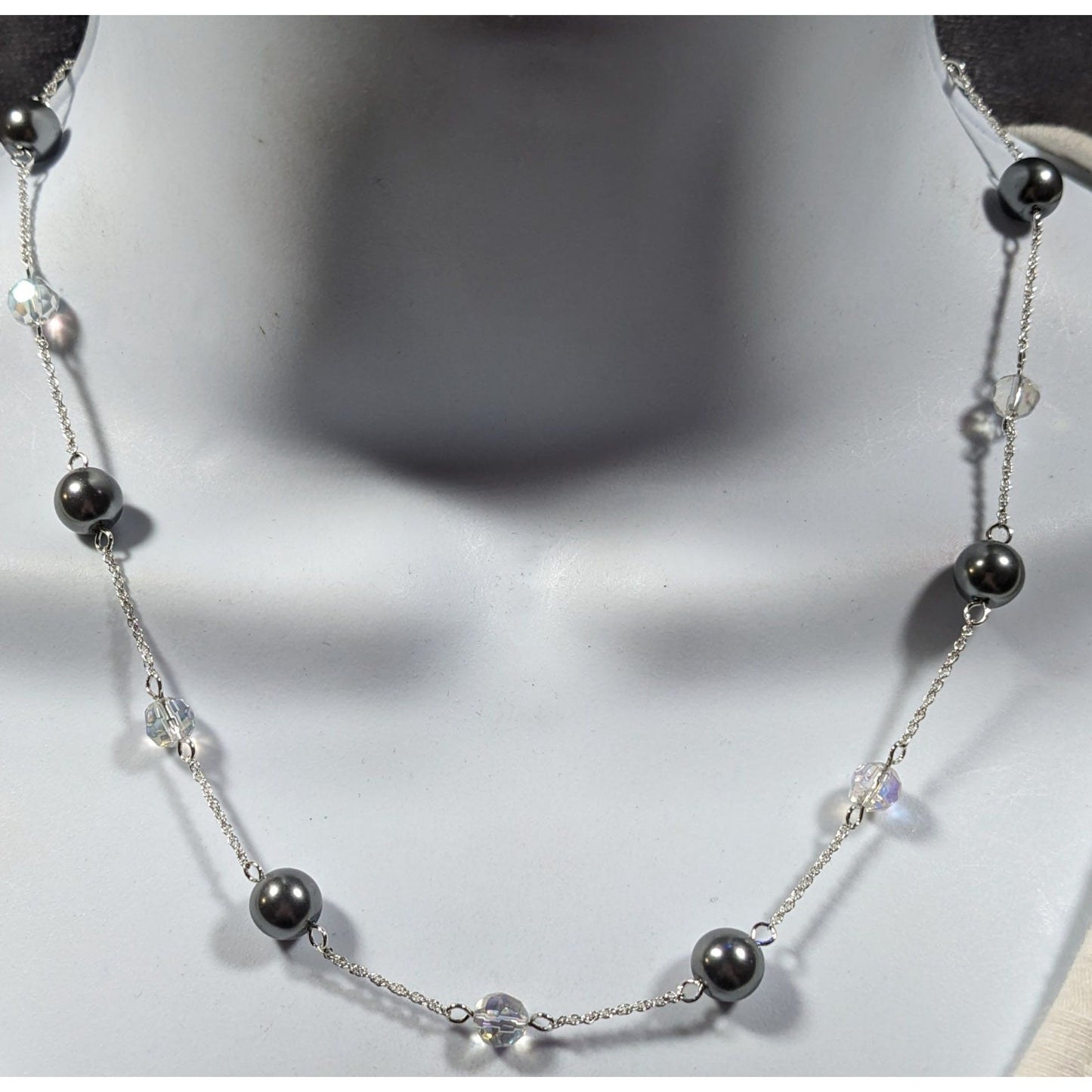 Napier Pearl Parfait Silver Tone Station Necklace