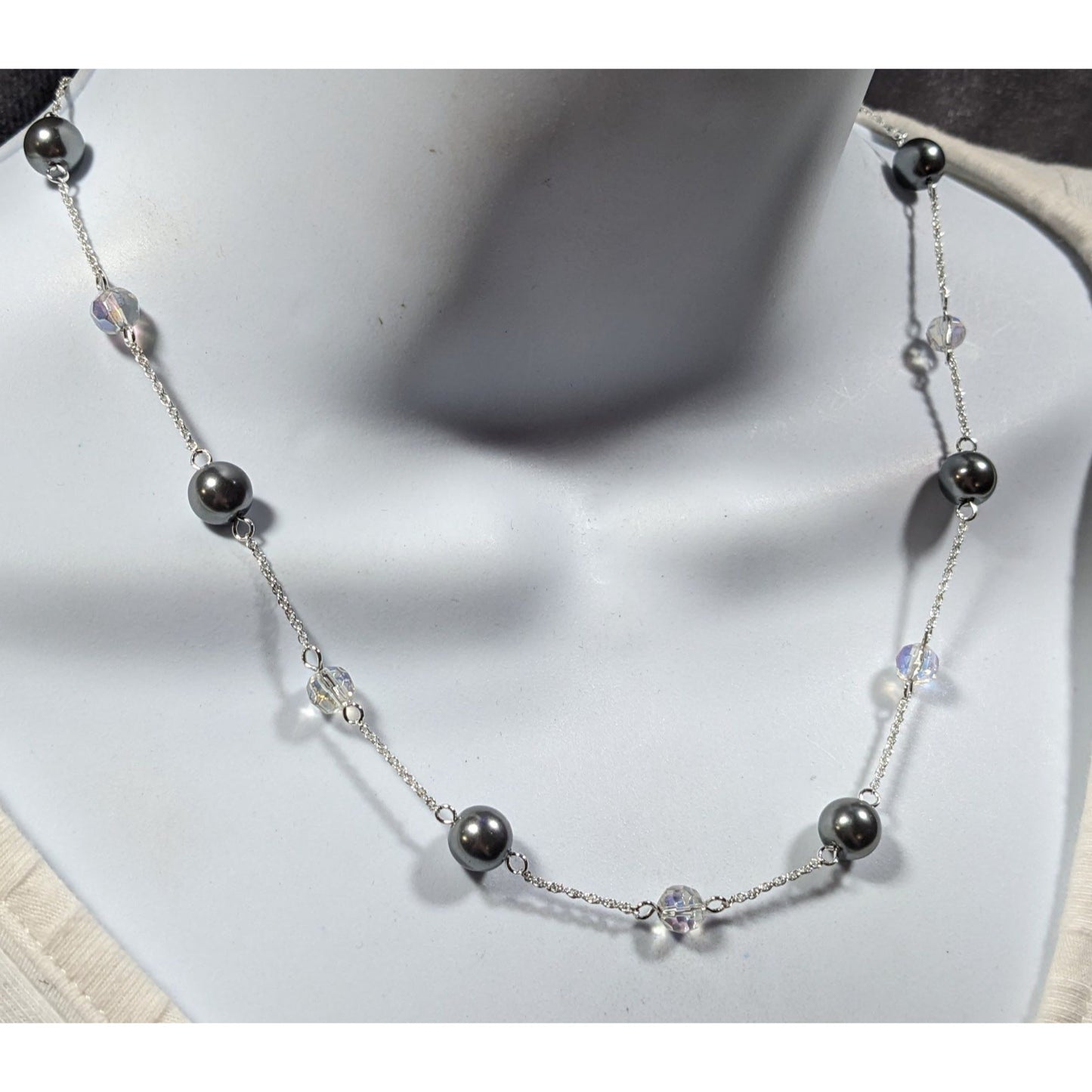 Napier Pearl Parfait Silver Tone Station Necklace