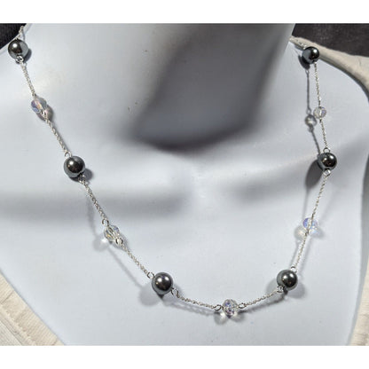 Napier Pearl Parfait Silver Tone Station Necklace