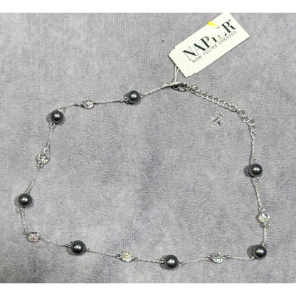 Napier Pearl Parfait Silver Tone Station Necklace