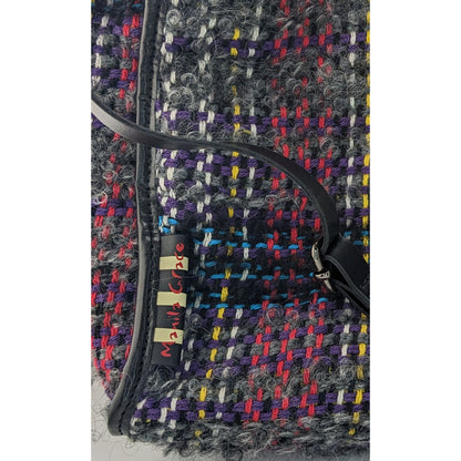 Manila Grace Multicolored Tweed Tote With Leather Straps & Adjustable Shoulder Strap
