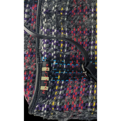 Manila Grace Multicolored Tweed Tote With Leather Straps & Adjustable Shoulder Strap