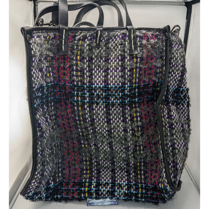 Manila Grace Multicolored Tweed Tote With Leather Straps & Adjustable Shoulder Strap
